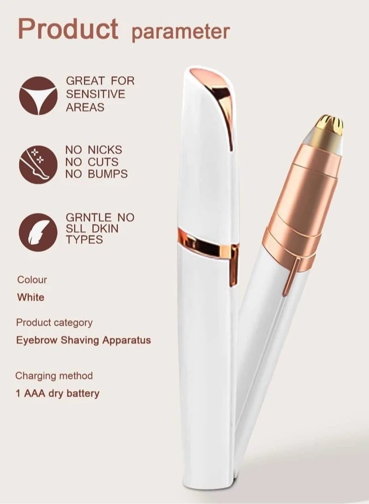 Eyebrow Hair Remover Trimmer White/Gold - Image 2